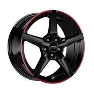 Ronal R69 JETBLACK-RED RIM 8x18 5x108 ET40